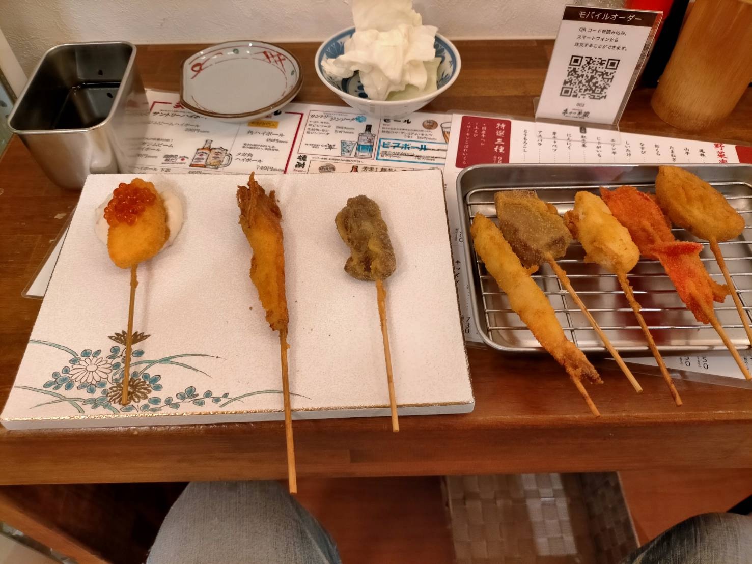 串かつ半蔵でいただいた串カツ
